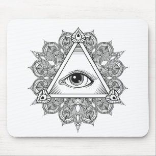 Tapis De Souris Griffonnage de symbole de pyramide d'oeil