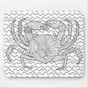 Tapis De Souris Griffonnage détaillé de crabe de mer