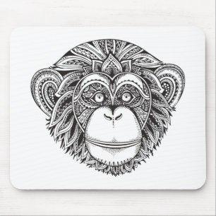 Tapis De Souris Griffonnage d'Illustartion de singe