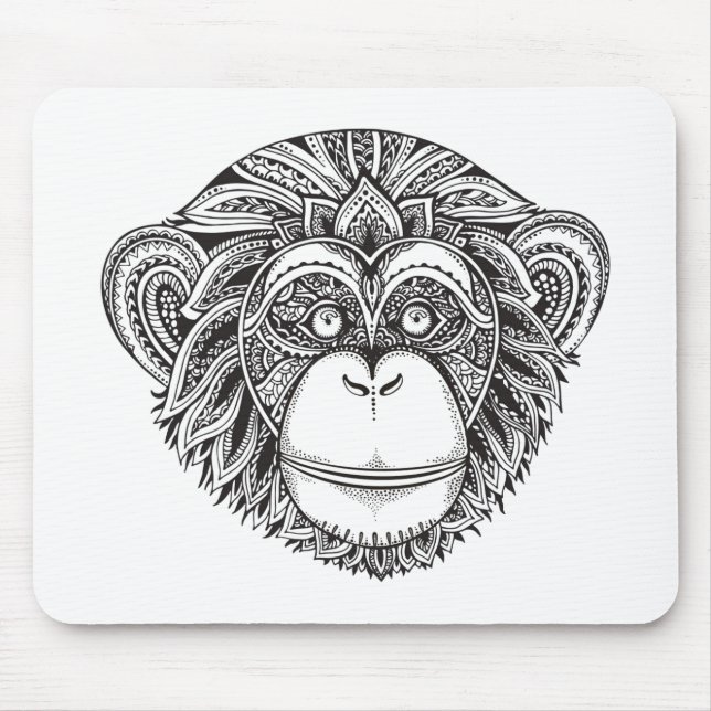 Tapis De Souris Griffonnage d'Illustartion de singe (Devant)