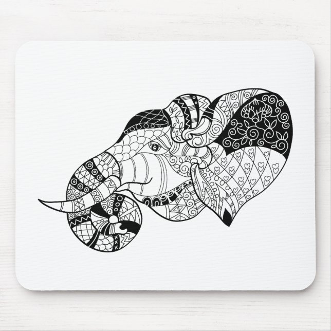 Tapis De Souris Griffonnage principal de Zenstyle d'éléphant (Devant)