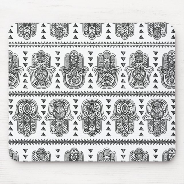Tapis De Souris Griffonnage tiré par la main indien de Hamsa (Devant)