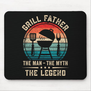 Tapis De Souris Gril Homme Père Grillant Viande Fumoir BBQ