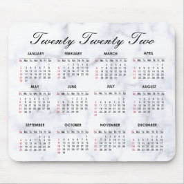 Tapis De Souris Gris et Marbre blanc | Calendrier personnalisé 202