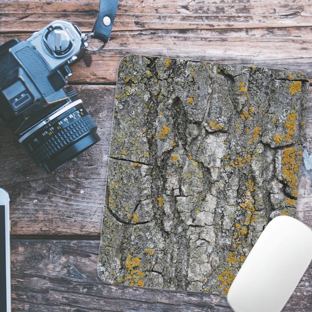 Tapis De Souris Gris Faux Grunge Bois écorce (Créateur téléchargé)