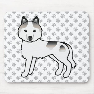 Tapis De Souris Gris Piebald Sibérie Husky Cute Dessin Cartographi