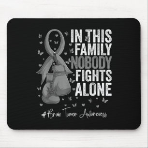 Tapis De Souris Gris Ribbon Survivant Fighter Cerveau Tumeur Sensi