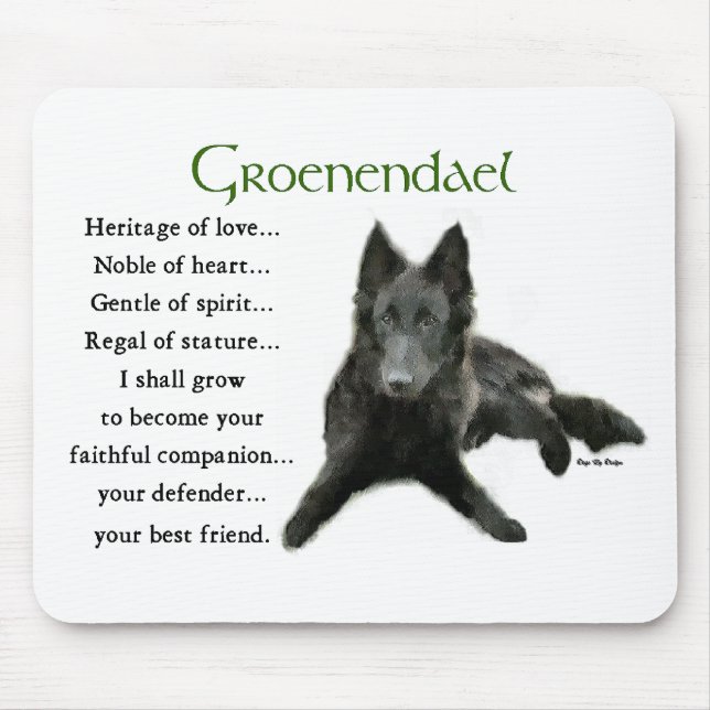 Tapis De Souris Groenendael Belgique Cheepdog Cadeaux (Devant)