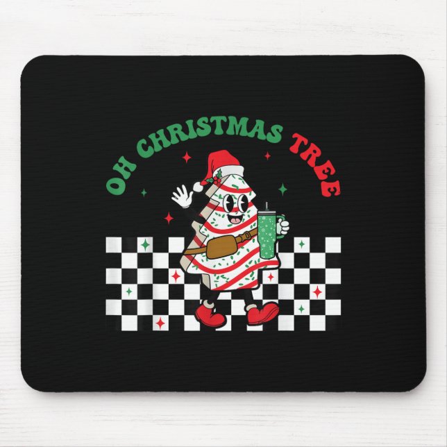 Tapis De Souris Groovy Checkered Oh Christmas Tree Cakes For Cake  (Devant)