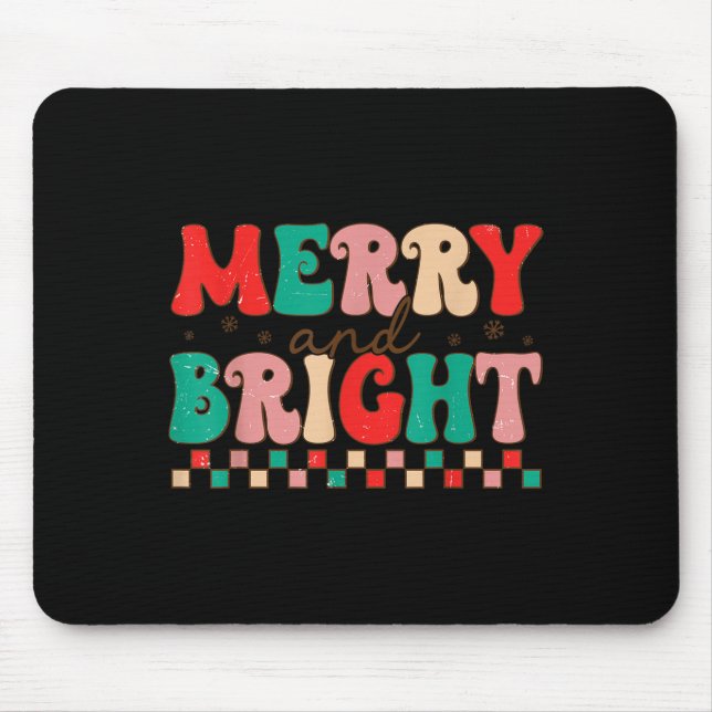 Tapis De Souris Groovy Merry And Bright Christmas Matching Family  (Devant)