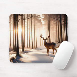Tapis De Souris Gros Camion En Forêt D'Hiver