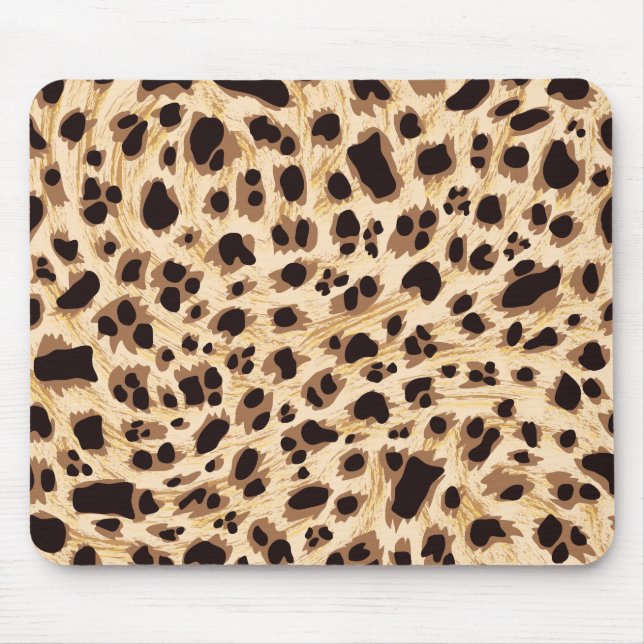 Tapis De Souris Gros Chat, Fourrure Leopard Imprimer Motif sans fa (Devant)