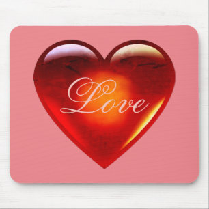 Tapis De Souris Gros coeur d'amour rouge/beaucoup d'amour/rose de