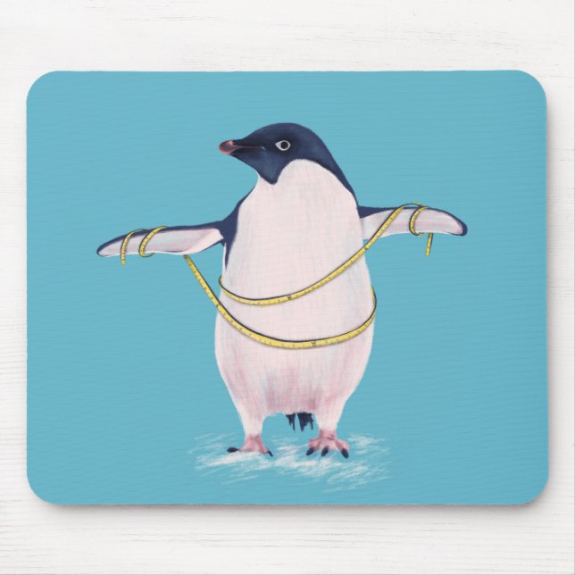 Tapis De Souris Gros pingouin drôle mignon sur le régime (Devant)