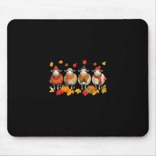 Tapis De Souris Groupe de moutons de Thanksgiving Feuilles d'autom