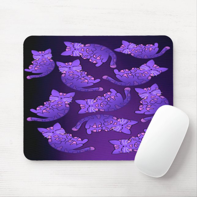 Tapis De Souris Groupe mignon pourpre Neon Kitten (Avec souris)
