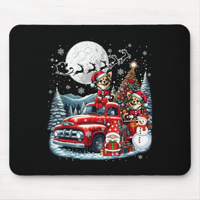 Tapis De Souris Groupe Xmas Gnome Snowman Père Noël Chihuahuas En  (Devant)