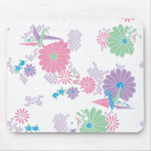 Tapis De Souris Grues et fleurs en papier d'origine
