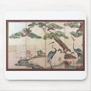 Tapis De Souris Grues, pins et bambou par Ogata Korin