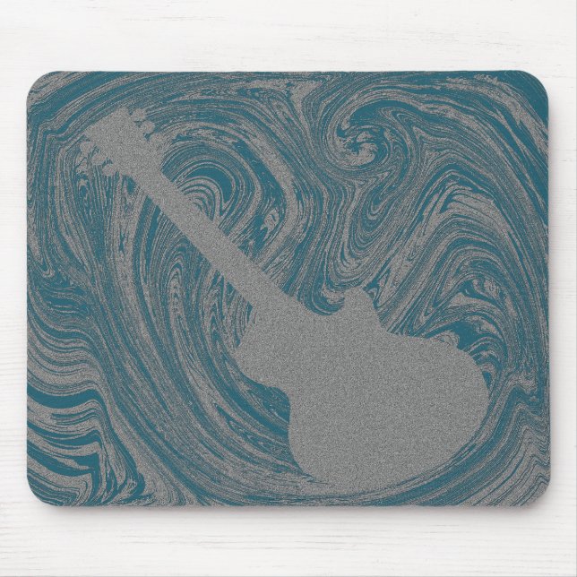 Tapis De Souris Grunge Guitare Mousepad, Turquoise (Devant)