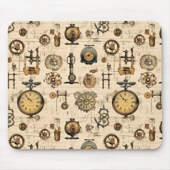 Tapis De Souris Grunge Rustic Steampunk Horloge (13) (Devant)