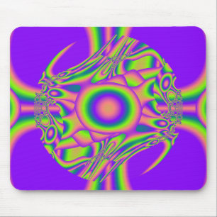 Tapis De Souris Guerre fractale violet vert psychédélique