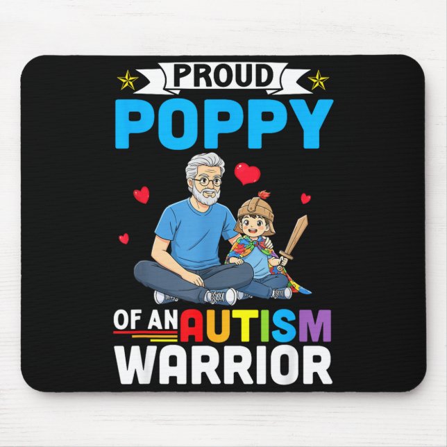 Tapis De Souris Guerrier de la sensibilisation à l'autisme Proud P (Devant)