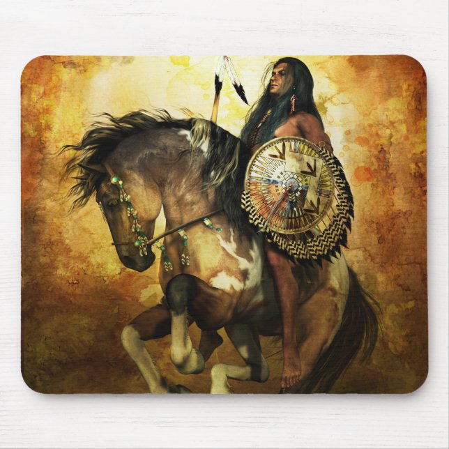Tapis De Souris Guerrier de Natif américain de courage (Devant)
