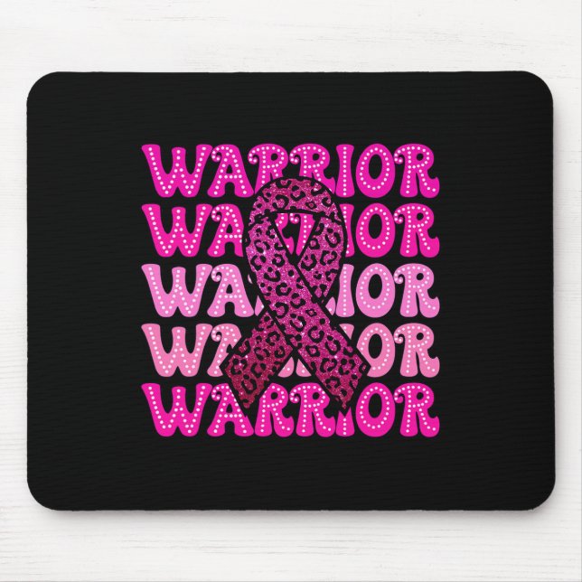 Tapis De Souris Guerrier de sensibilisation au cancer du sein rose (Devant)