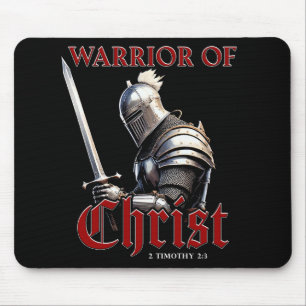 Tapis De Souris Guerrier du Christ 2 Timothée 2:3 Bible chrétienne