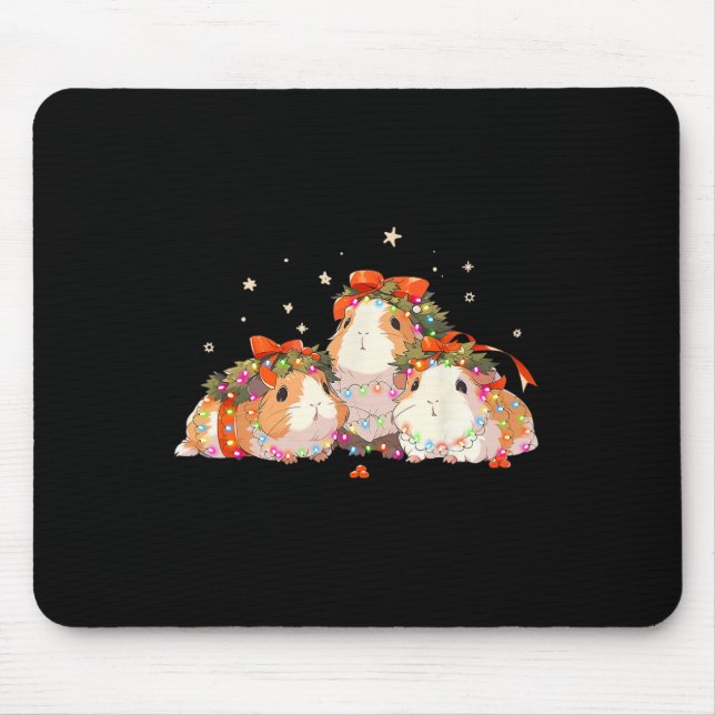Tapis De Souris Guinea Pigs Tangled Up In Christmas Lights Guinea  (Devant)