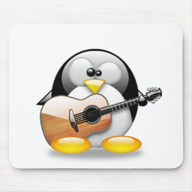 Tapis De Souris Guitare acoustique Tux (Linux Tux) (Devant)