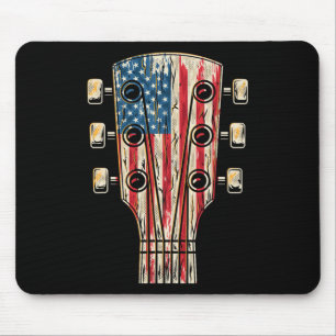 Tapis De Souris Guitare américaine 4 juillet guitariste Usa Cou