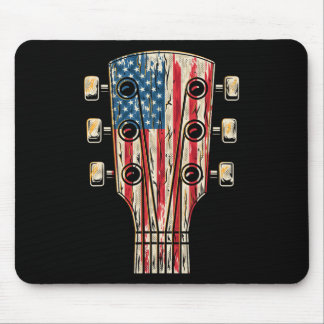 Tapis De Souris Guitare Drapeau Américain 4 Juillet Guitariste Cou