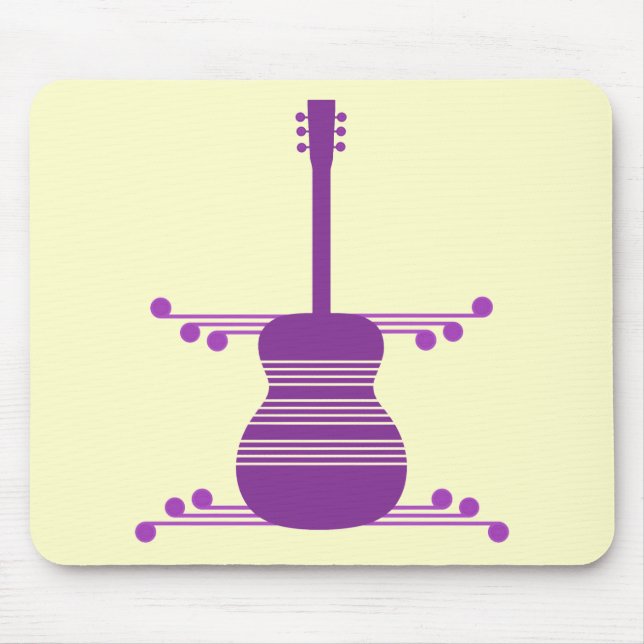 Tapis De Souris Guitare rétro Mousepad, violet (Devant)