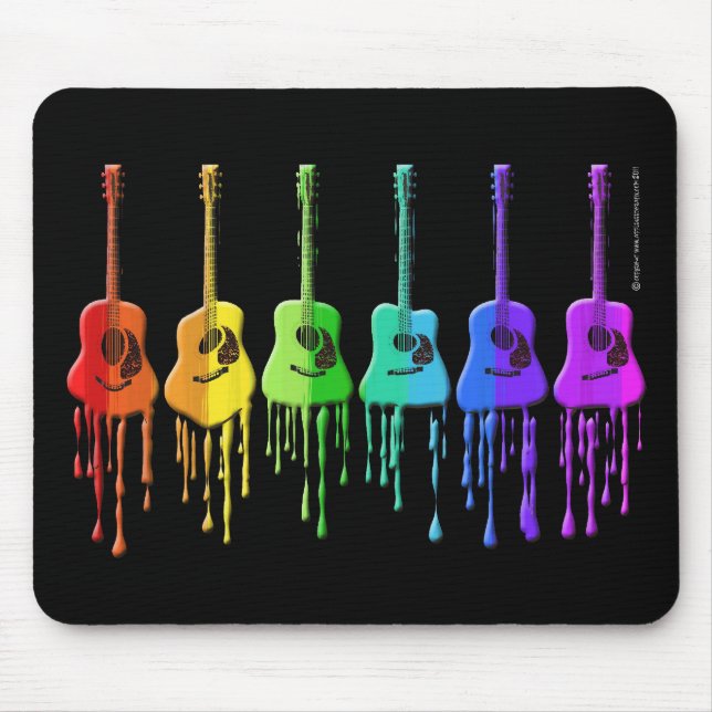 Tapis De Souris Guitares acoustiques d'arc-en-ciel (Devant)