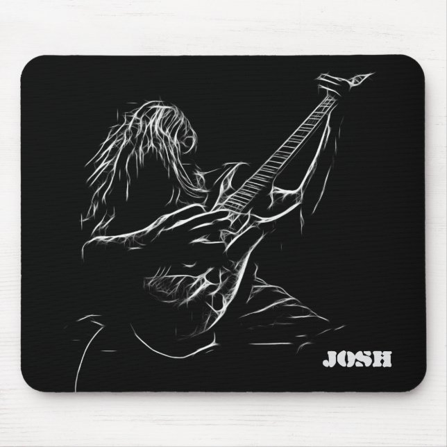 Tapis De Souris Guitariste Gris Silhouette (Devant)