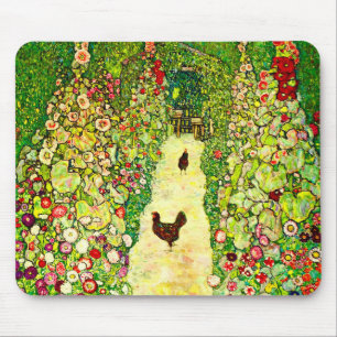 Tapis De Souris Gustav Klimt Garden with Chickens