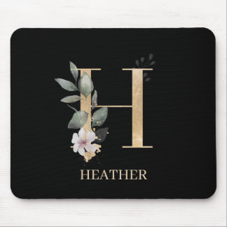 Tapis De Souris H Monogramme Floral Pad de souris personnalisée
