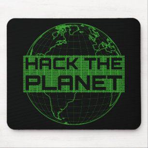 Tapis De Souris Hack the Planet Green Globe Computer Hacker Design