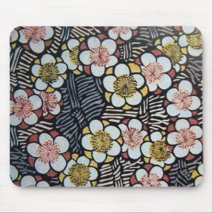 TAPIS DE SOURIS HAIKU/ NOIR BLANC PINK FLEURS DE PRINTEMPS
