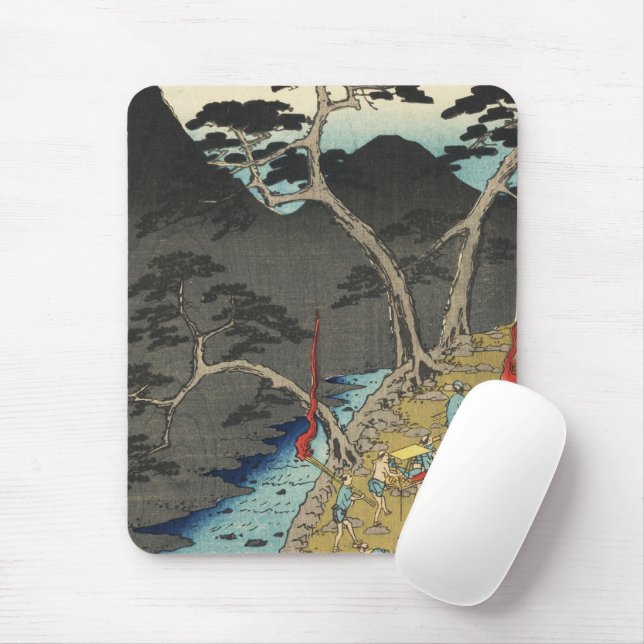 Tapis De Souris Hakone, Japon : Impression de blocs de bois Ukiyo- (Avec souris)