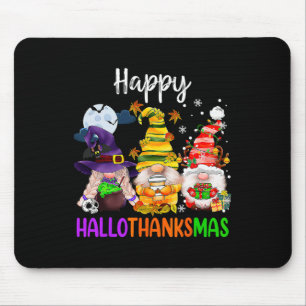 Tapis De Souris Hallothanksmas Gnomes Halloween Thanksgiving Joyeu