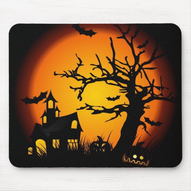Tapis De Souris Halloween a hanté la maison (Devant)