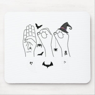 Tapis De Souris Halloween Asl Langue des signes main Fierté Sourde