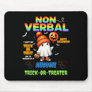Tapis De Souris Halloween Autis non-verbyl Ausome Trick-or-traiter