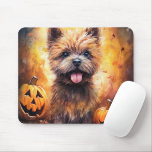 Tapis De Souris Halloween Cairn Terrier Avec La Peur Citrouille