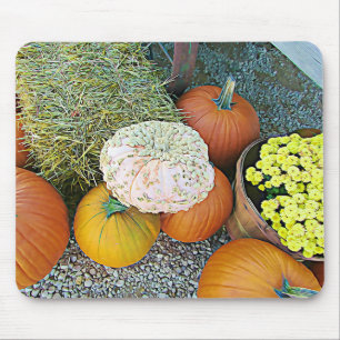 Tapis De Souris Halloween Citrouille Hay Automne Affichage Souris