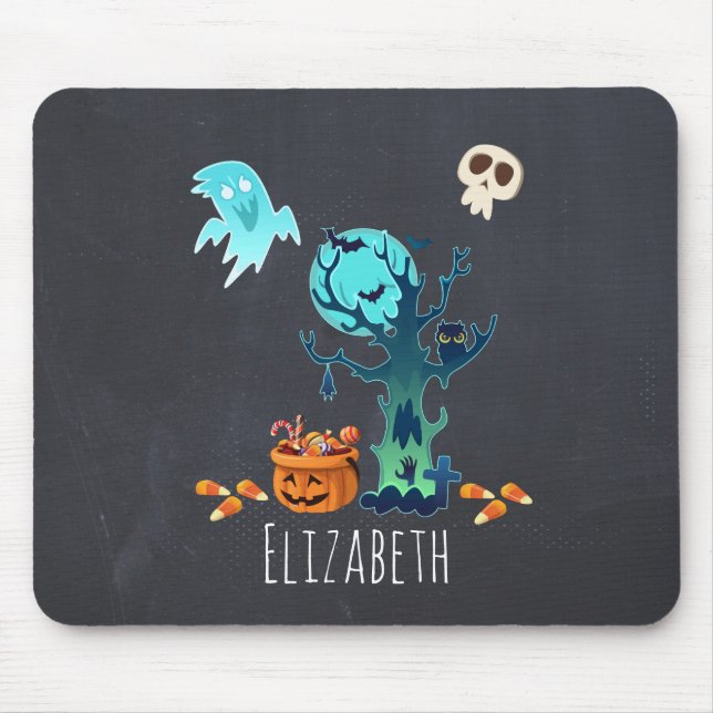 Tapis De Souris Halloween Éffrayant Déplaisant Fantômes chauves-so (Devant)