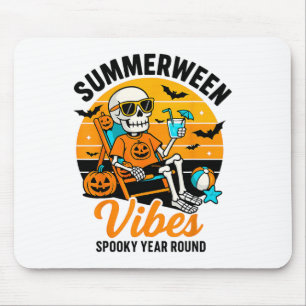 Tapis De Souris Halloween été Ween Vibes Éffrayant Squelette Flott